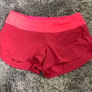 lululemon shorts speed up hot pink